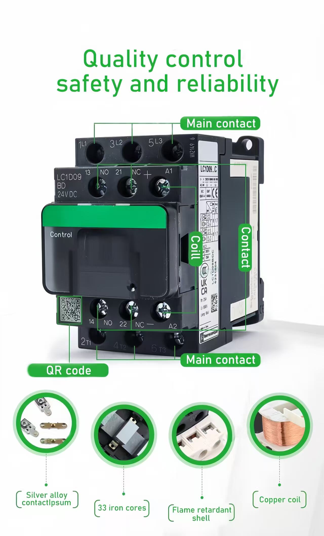 iec ac contactor 09a 95a 110v 3 pole electrical power relay magnetic ac contactors for power control-13