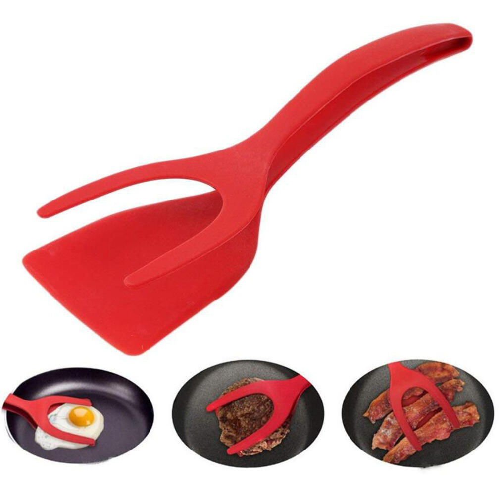 HOT Non-stick nylon egg turner 2-in-1 flipper spatula clamp for steak, bread and eggs supplier