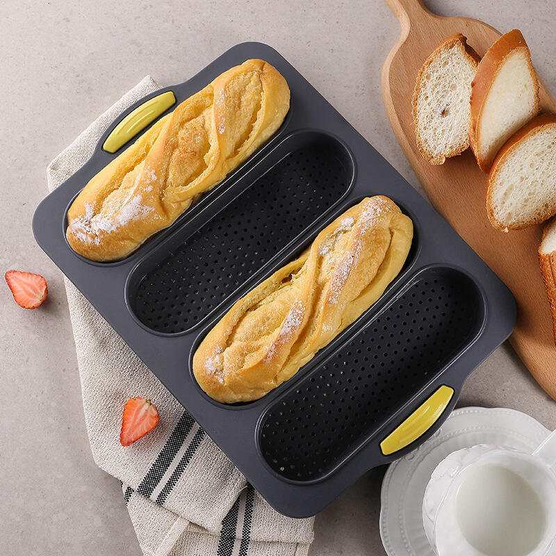 HOT Reusable Non-Stick Perforated French Stick Loaf Tins Silicone baguette bread mold manufacture