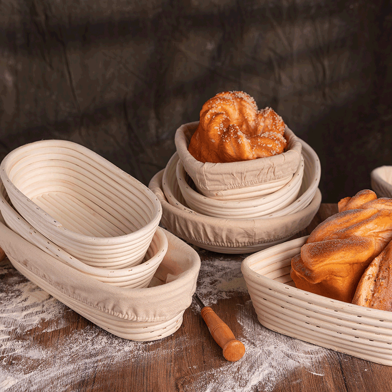 HOT Banneton proofing basket natural rattan sourdough proofing basket bread bowl with cloth liner details