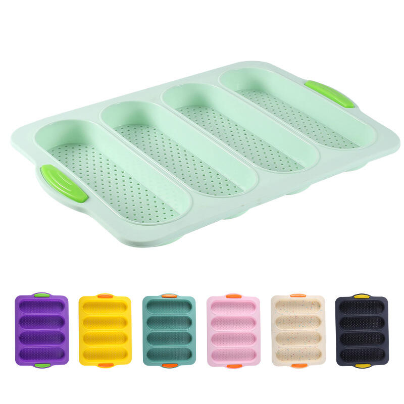 HOT Reusable Non-Stick Perforated French Stick Loaf Tins Silicone baguette bread mold