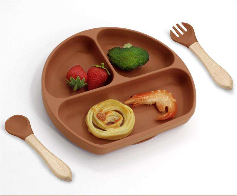 HOT Food grade baby plate with suction cup child tableware solid silicone suction plate manufacture