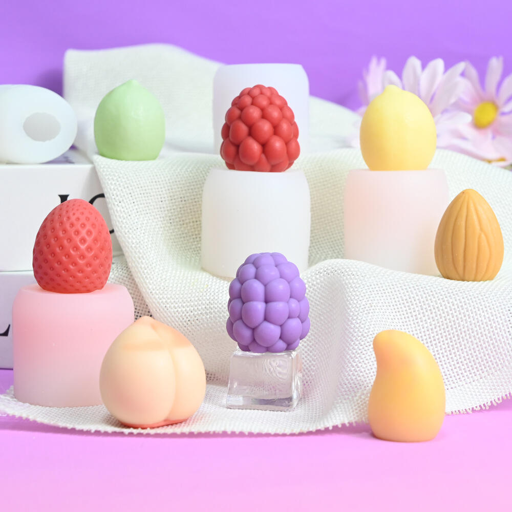 HOT 3D Mini Strawberry Mango Peach and Lemon Fruit Mold Easy to Clean and Release for Ice Cream Chocolate Mousse Candle Soap Making