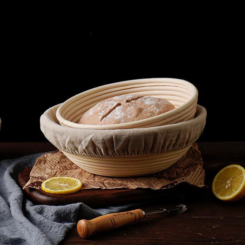 HOT Banneton proofing basket natural rattan sourdough proofing basket bread bowl with cloth liner details