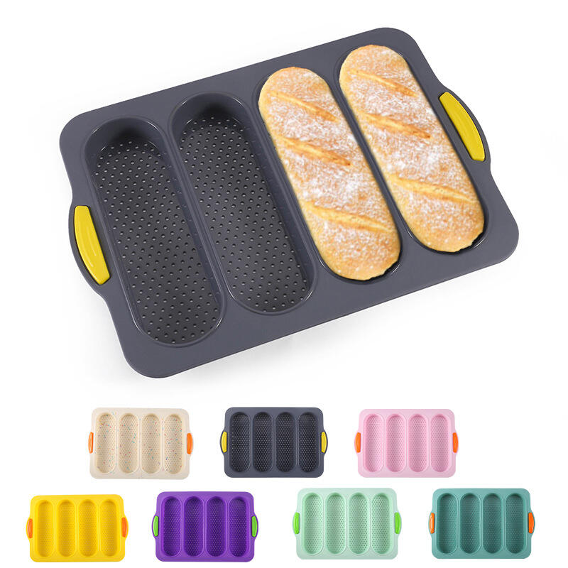 HOT Reusable Non-Stick Perforated French Stick Loaf Tins Silicone baguette bread mold details