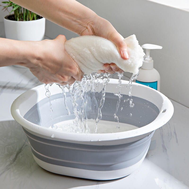 HOT Home Basics Collapsible Silicone folding basin Portable Washing Basin Space Saving Outdoor factory