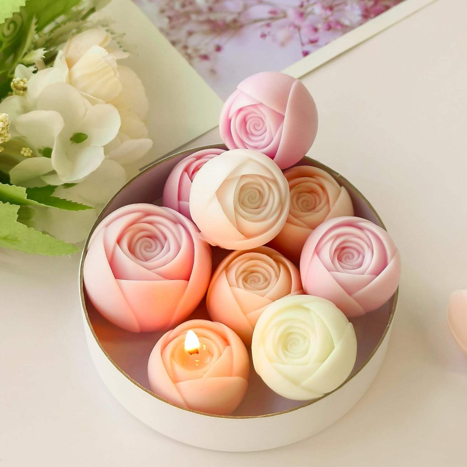 HOT Khuôn nến hoa Hồng với thiết kế xoắn sóng, đồ trang trí nhà cửa, làm nến tự làm