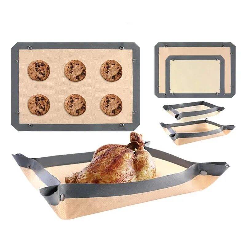 HOT Silicone Nonstick Baking Mat with Snap Button Corner Clip For Kitchen Baking