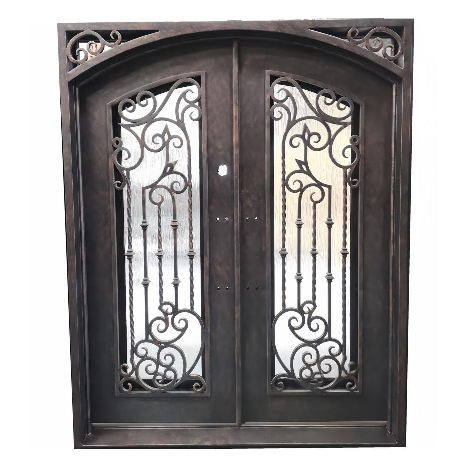 Customized Wrought Iron Double Door Steel Entry Door Metal Front Security Door