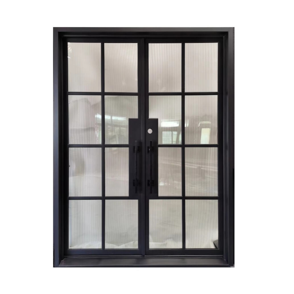 Steel Modern French Door Iron Entry Door Steel Exterior Door