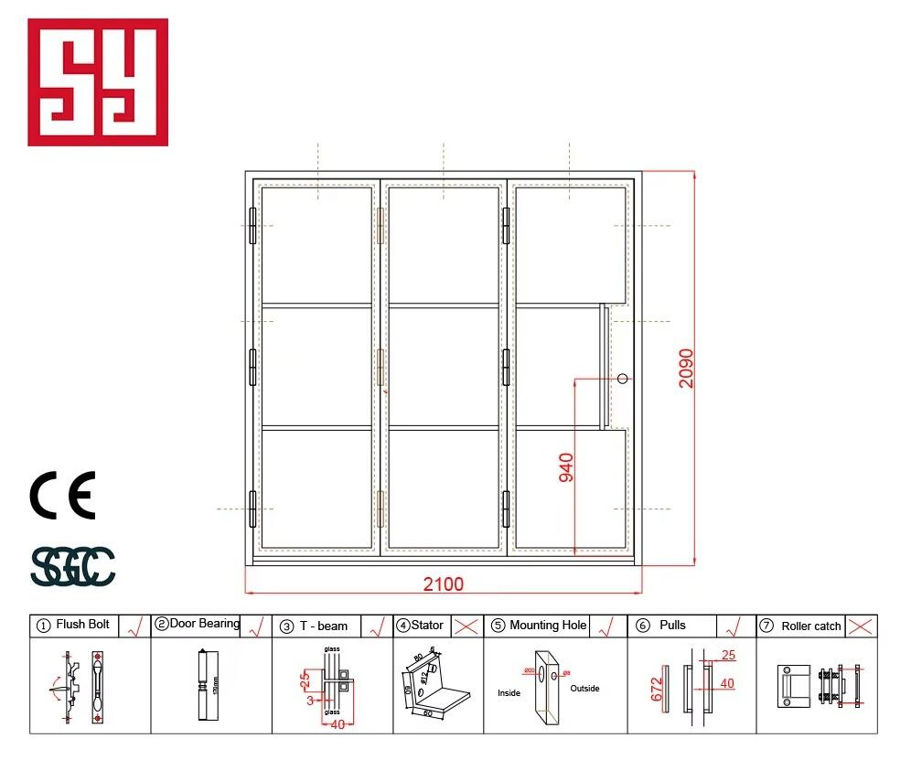 CE Certified Modern Industrial Stainless Steel Bi-Fold Doors Tempered Glass Bifolding Finish Foldable Opening for Home Use manufacture