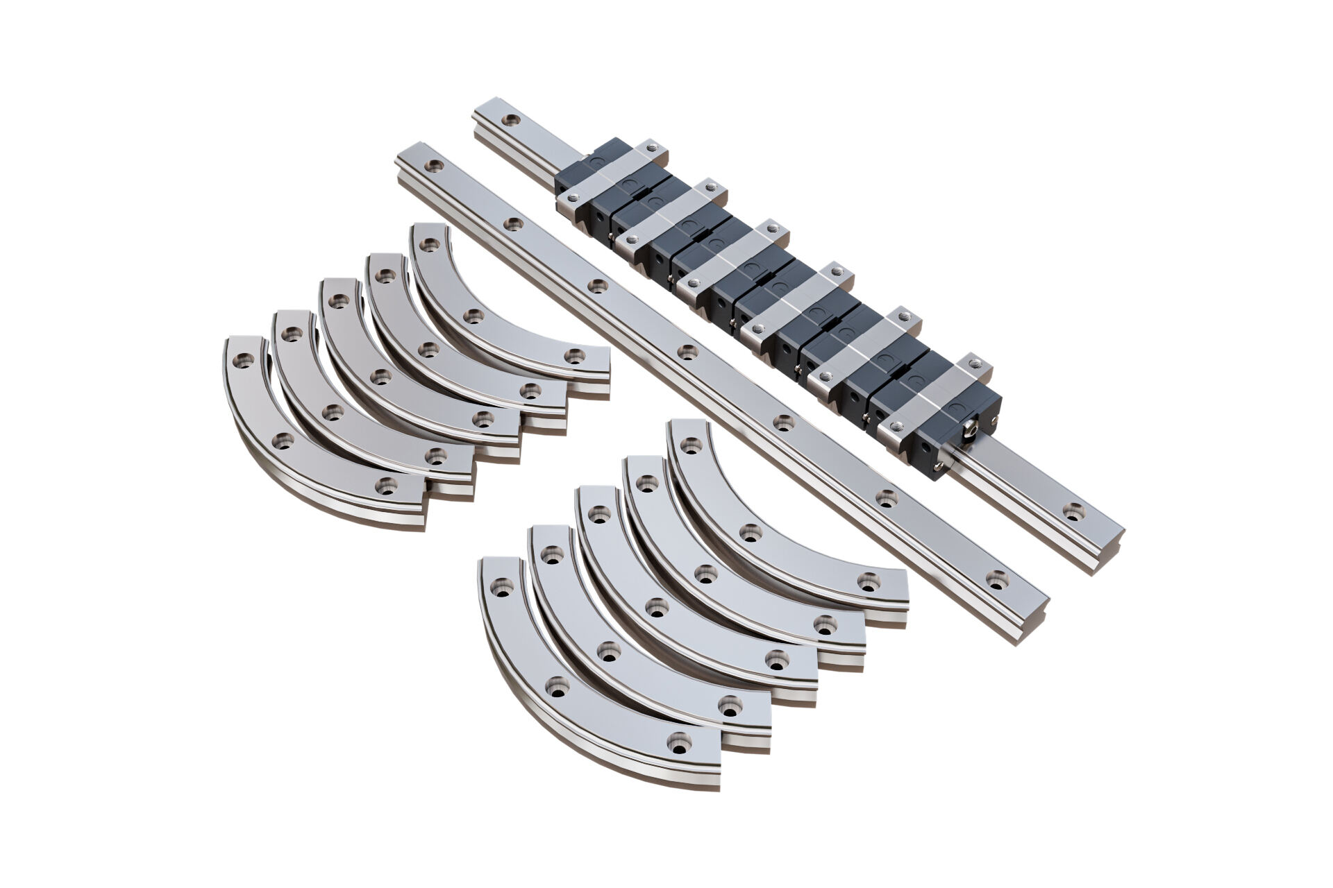 Heavy load straight and curved guide rails