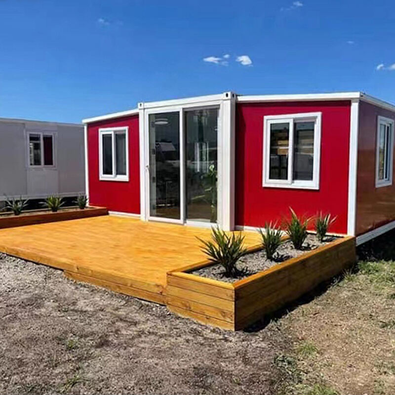 Hot selling and affordable prefabricated expandable container houses with two bedrooms, one living room