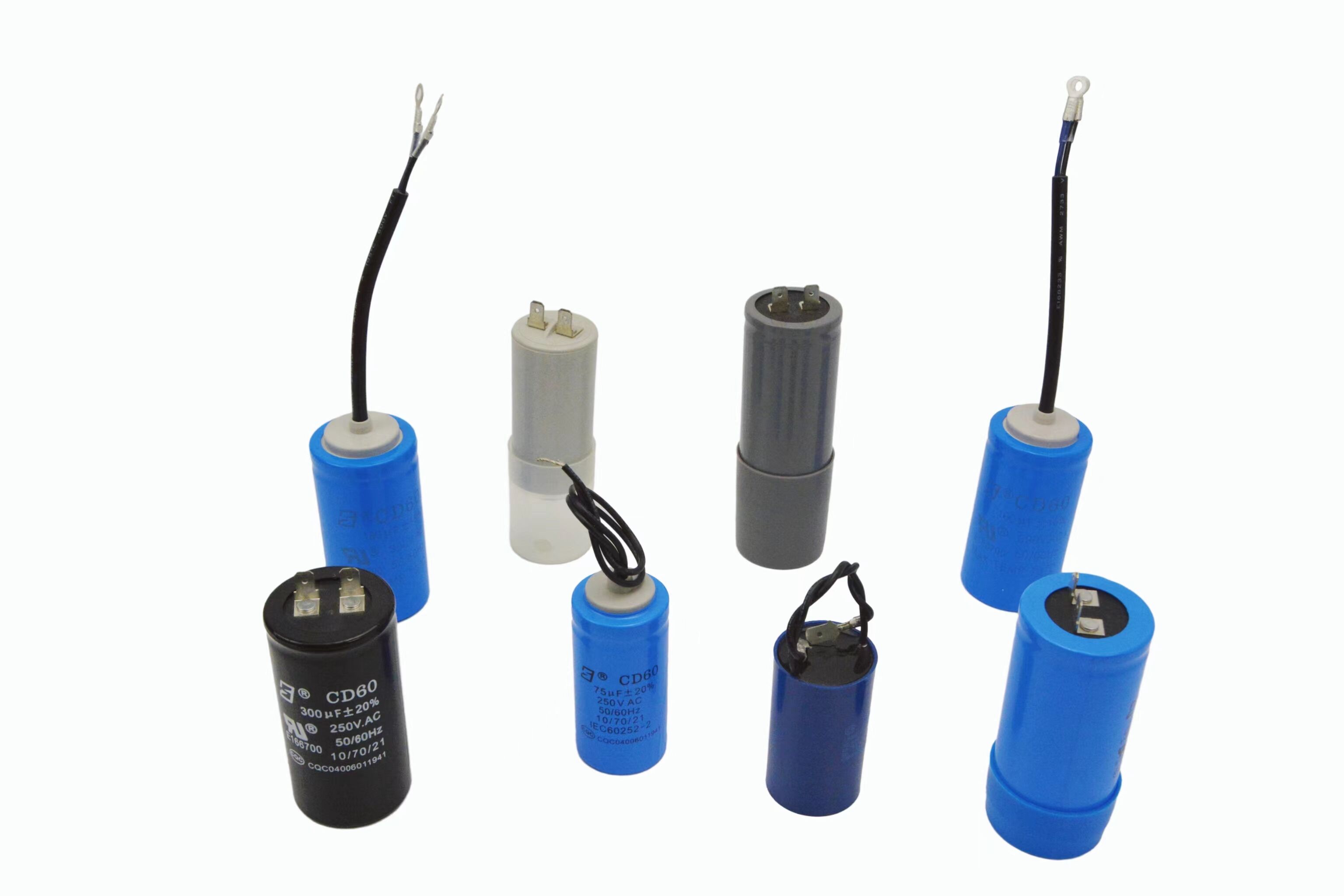 CD60 250V 75uf Two Pvc Wires Motor Start Capacitor Water Pump Capacitor 