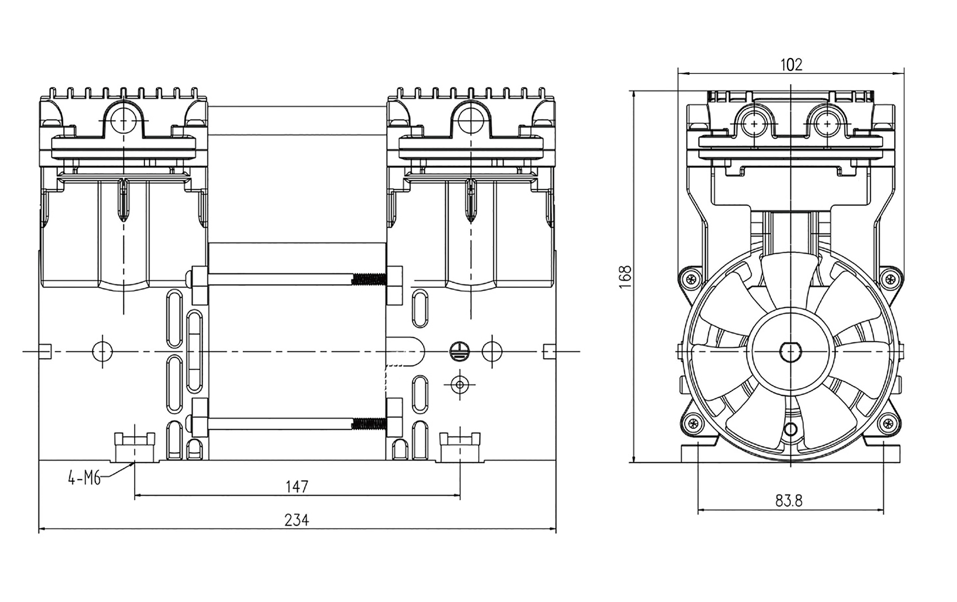 min piston oil free air compressor pump head-1