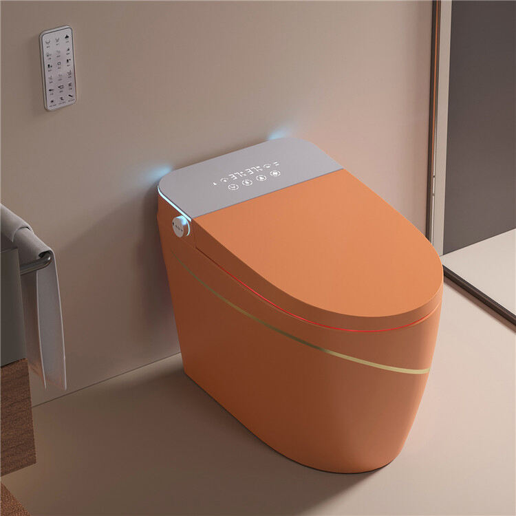 Bidet Intelligent une pièce, chasse d'eau automatique, toilettes automatiques, ligne Orange or, Commode de salle de bains, toilettes intelligentes