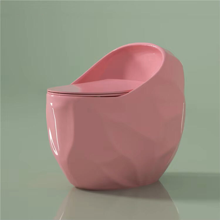 Hotel Bathroom Inodoro Sanitary Ware Wc Round Egg Shape Commode Toilet Bowl One Piece Ceramic Pink Color Toilet