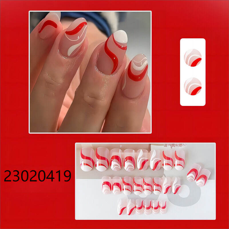 presse ronde courte de machine de vague blanche rouge sur des ongles