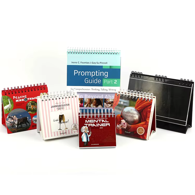 2026 Custom Logo Printing Paper Calendar Spiral Desk Calendar Creative Design Monthly Table Calendar Business Gift Set factory