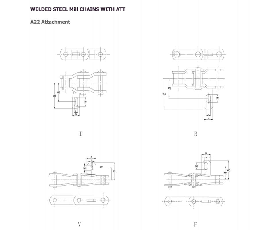 WH124 Welded Mill Chain Narrow Series Welded Chain With Attachment supplier