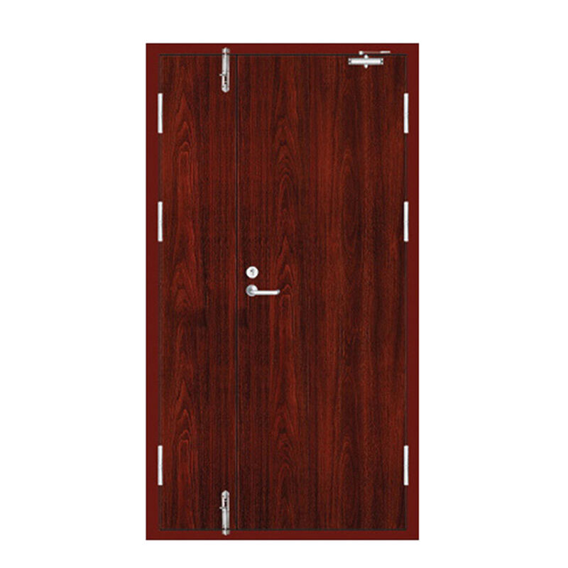 Commercial Unequal Steel Red Walnut Wooden Fire Door