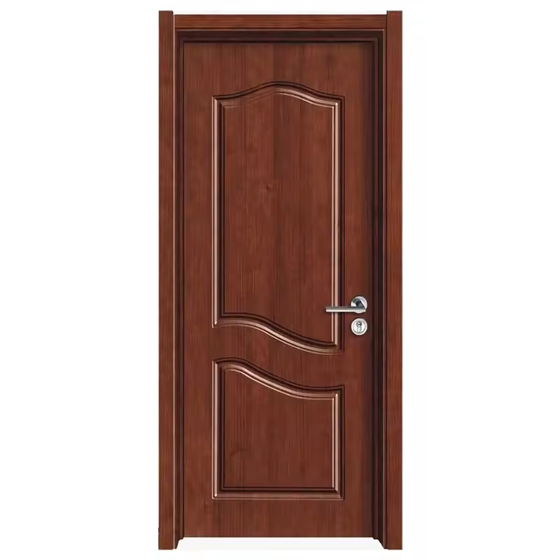 Natural Wood Grain PVC Film Coating WPC Infill Door