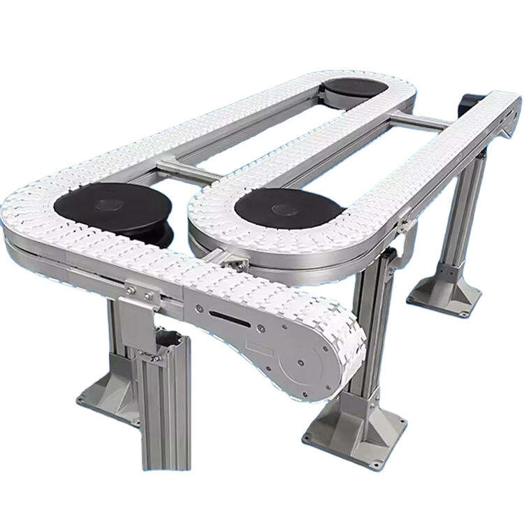 Flexible Chain Conveyor Machine,Classic Food Garde Blue Plastic Chian Plate Modular Conveyor Belt Systems, Integration Machine, Heat Resistant PP Belt Conveyor Fast Food Plan Metal Detector Weight Scale Printer for Beverage Factory Use