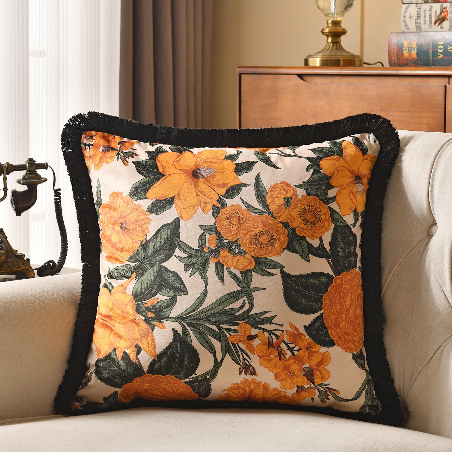 Fashion Velvet Couch Hugging Pillows Sofa Home Flower Decorative Cushions