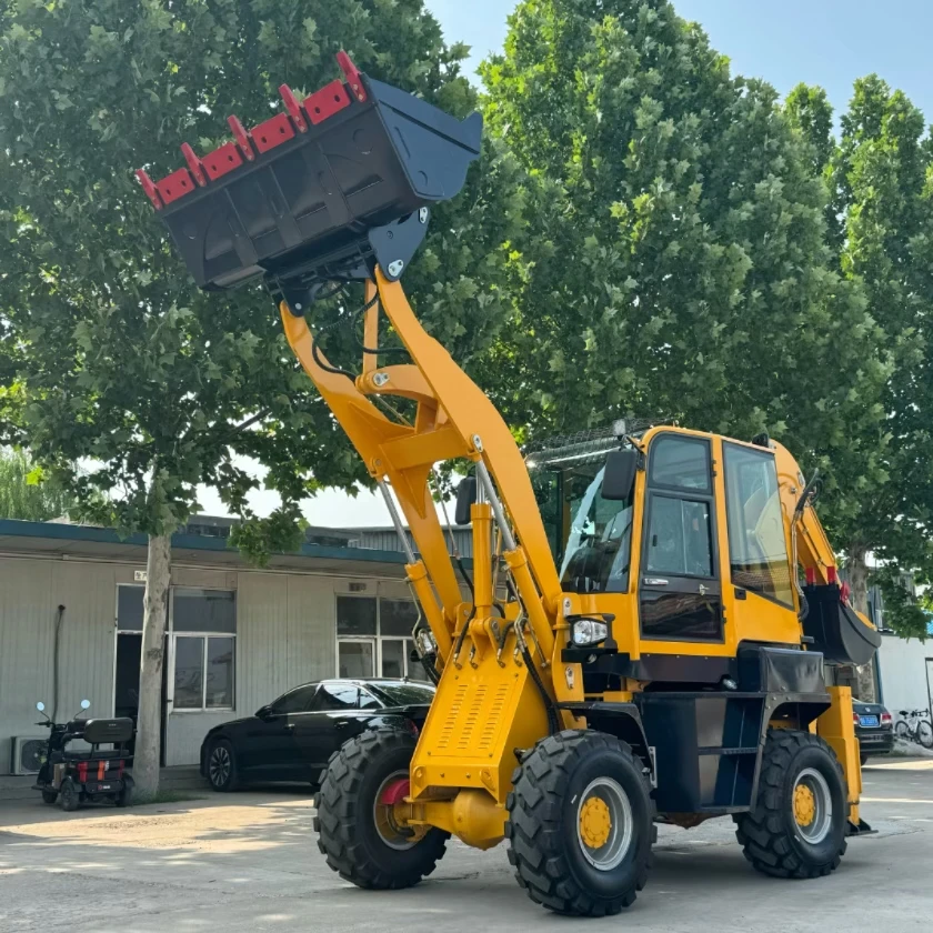 Loader backhoe depan dilengkapi dengan sistem hidraulik modern.