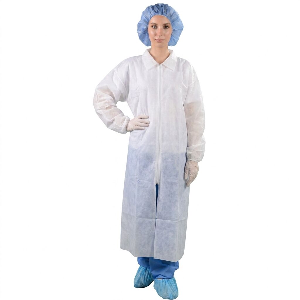 Lab coat with zipper 