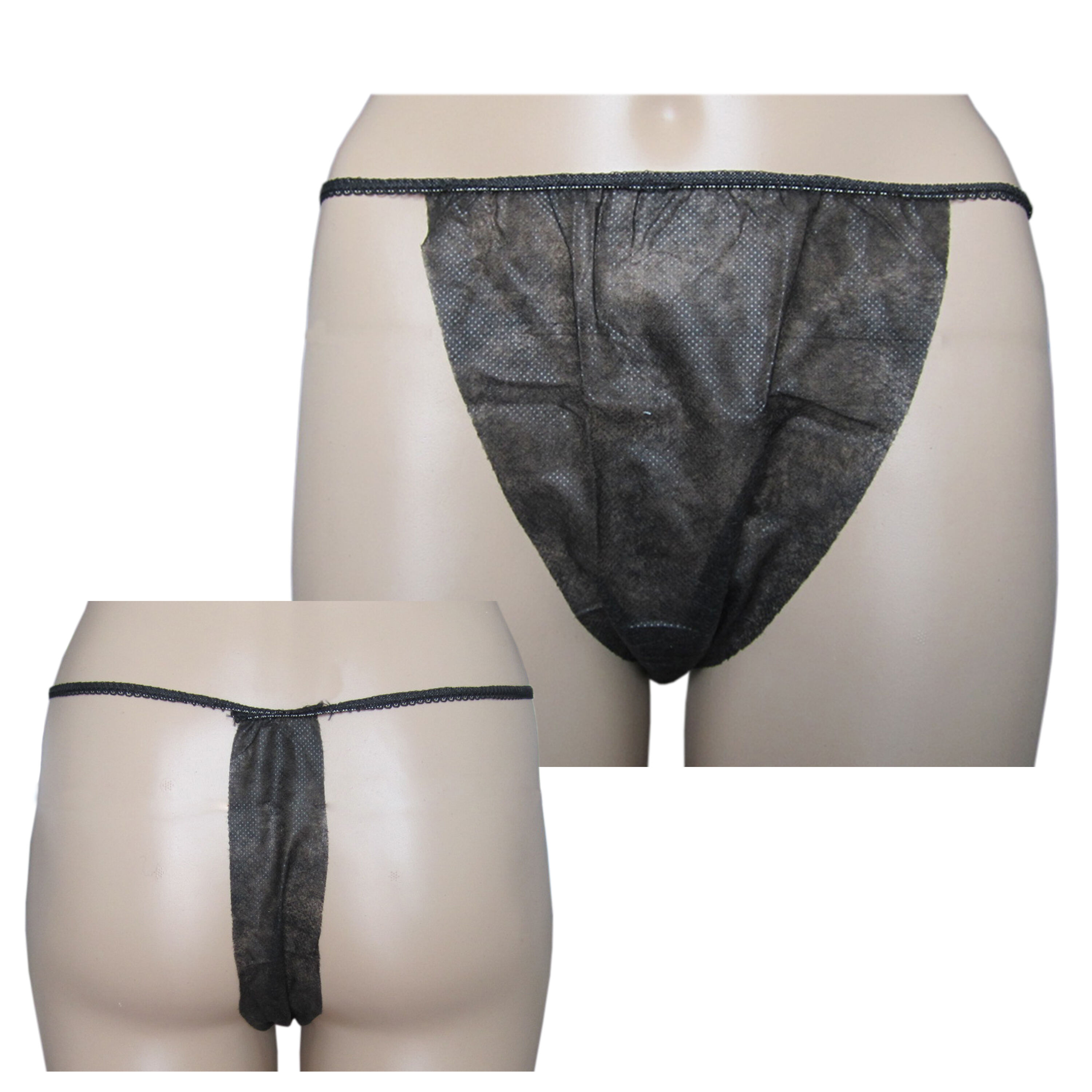 Non-transparent black tanga