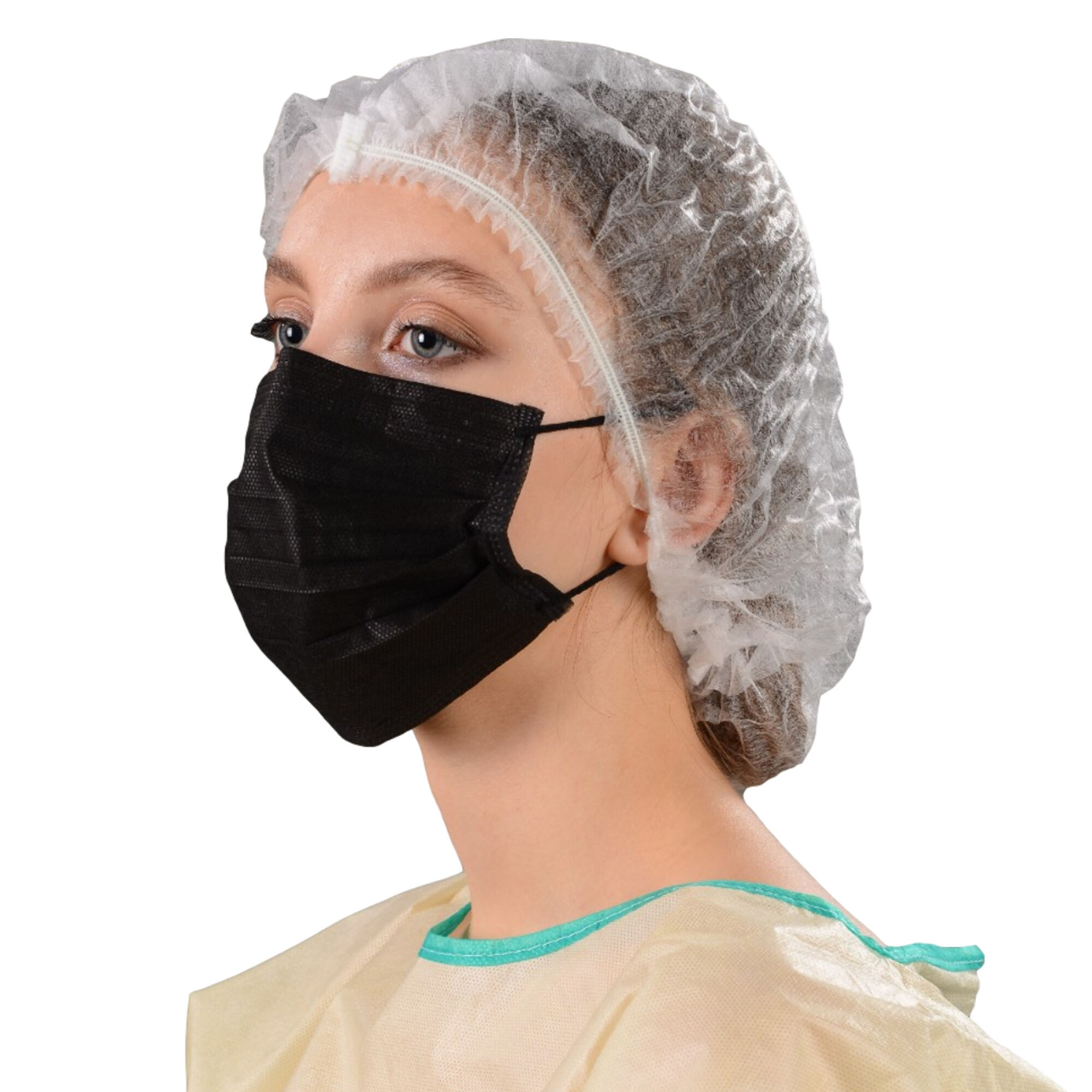 Disposable 3ply hospital black face mask with earloop 