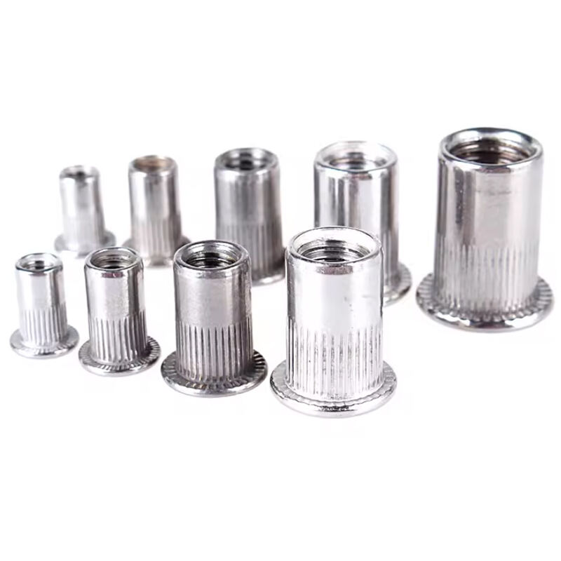 Cylindrical Waterproof Blind Knurled Flat Head Carbon Steel Rivet Nut