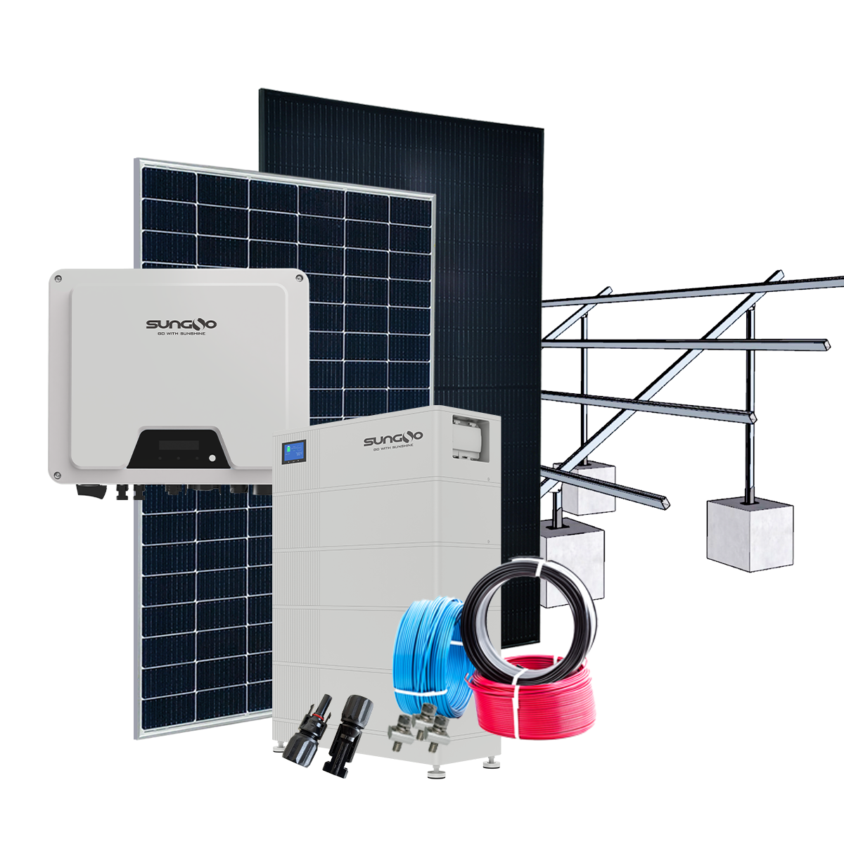 PV + stockage électricité triphasée