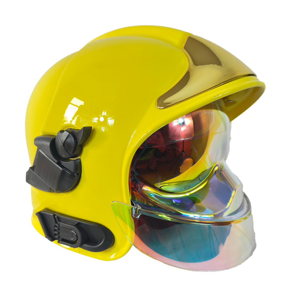 도금 렌즈가 있는 EU-602 소방관 노란색 헬멧