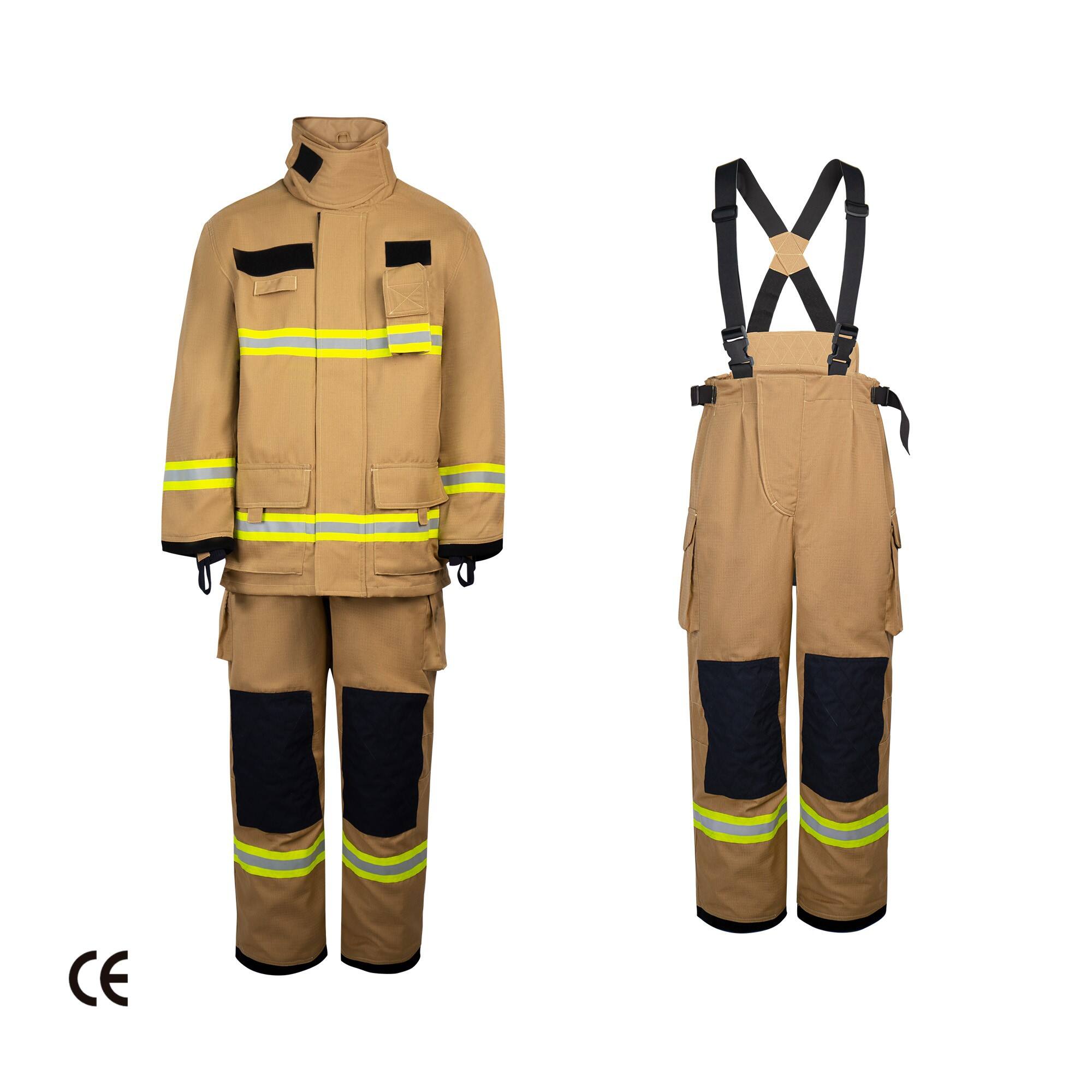 ATI-FIRE NOMEX IIIA 4 Layers Khaki Firefighter Suit Seragam Pemadam Kebakaran Peralatan Pemadam Kebakaran Bunker