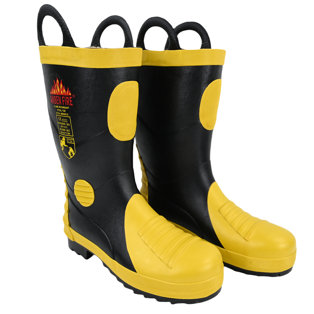 Heavy Duty EN15090 Certified Steel head Steel bottom Fire Rubber Boots With Corrugated upper