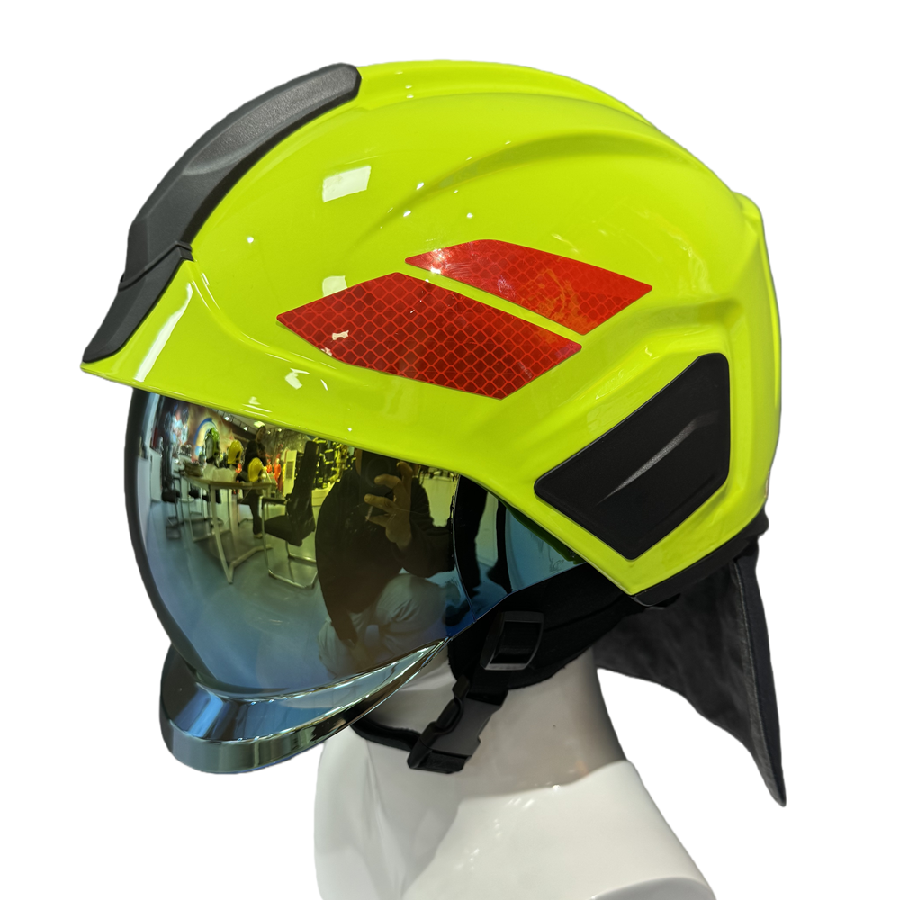 ANBEN FIRE 2026年新デザイン ゴールデンバイザー付きヨーロッパ仕様 ROSENBAUEER フルフェイス・ダブルゴーグルスタイル Fire Fighting ヘルメット（AB-LS01G）