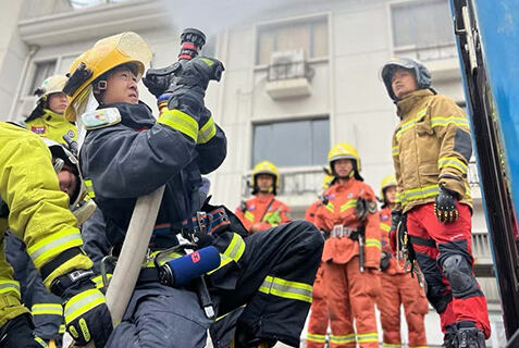 Daily drills of Shanghai Fire Brigade