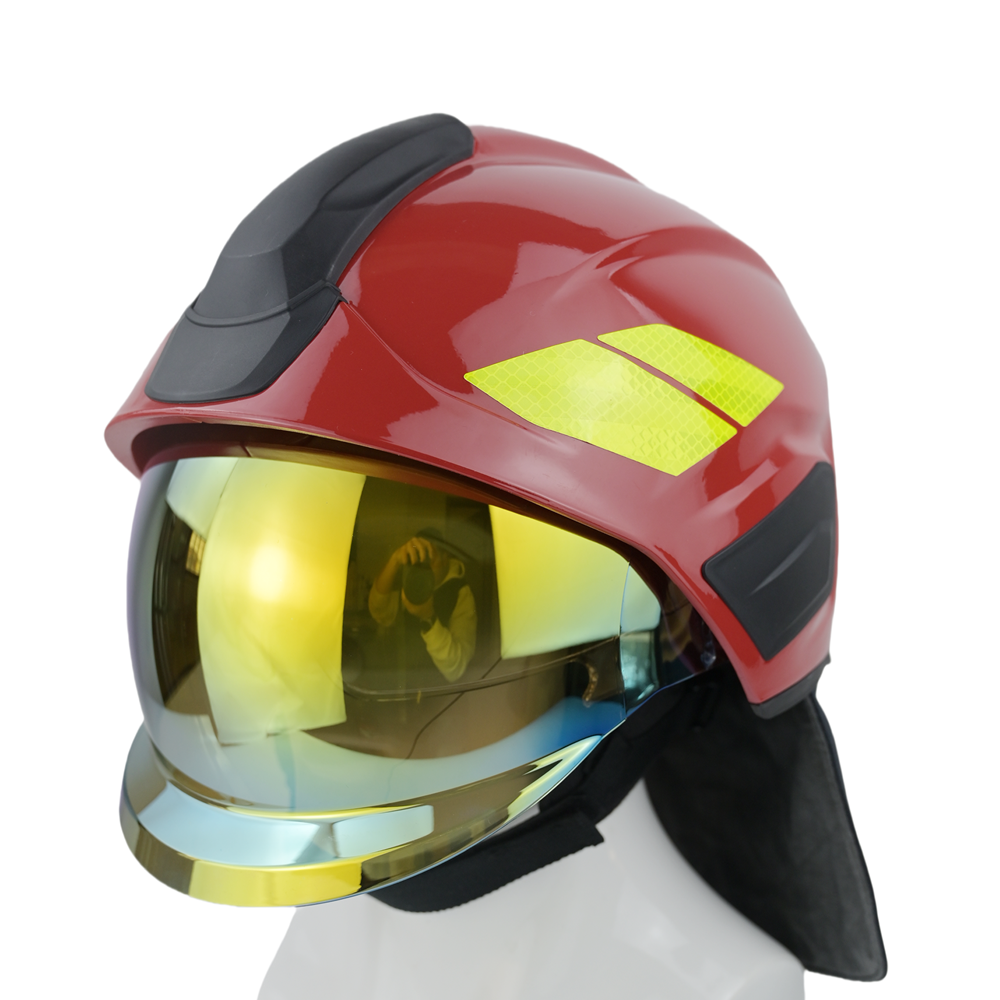 ANBEN FIRE ゴールデンバイザー ヨーロッパ ROSENBAUER スタイル全面覆蓋型ダブルゴーグル式消防ヘルメット (AB-LS01G)