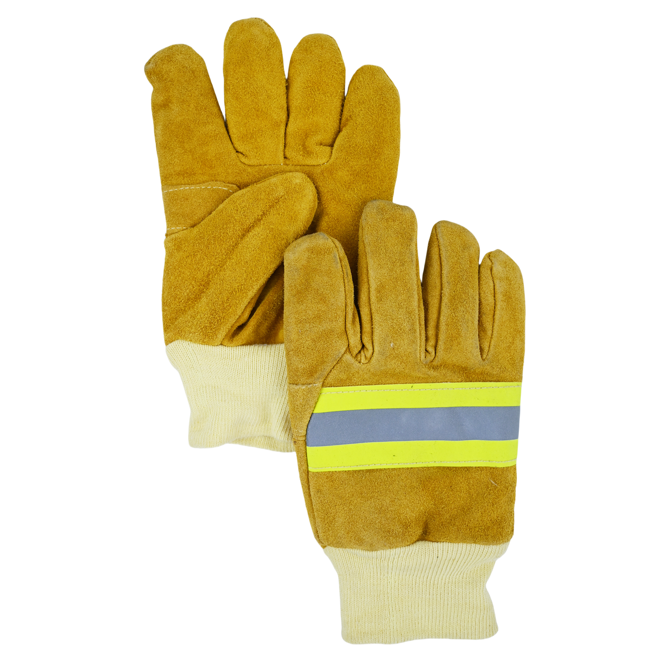 Aramid Cow Leather EN659 Certified Fire Gloves with Knitted cuffs（ABST-01A）