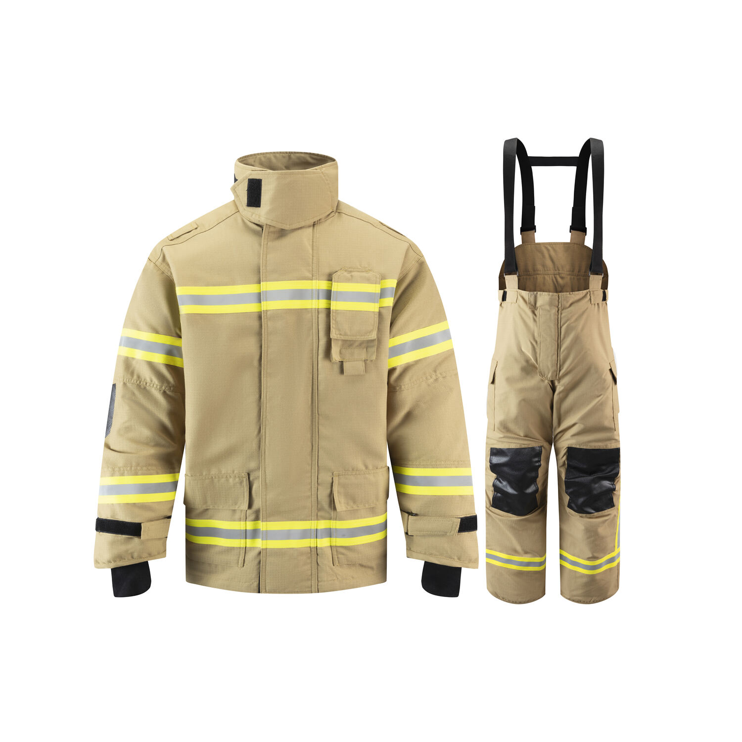 EN469 CERTIFICATED KHAKI Four Layer Fire Fighting Suits with DRD system（ZFMH-AB-DRD（R）