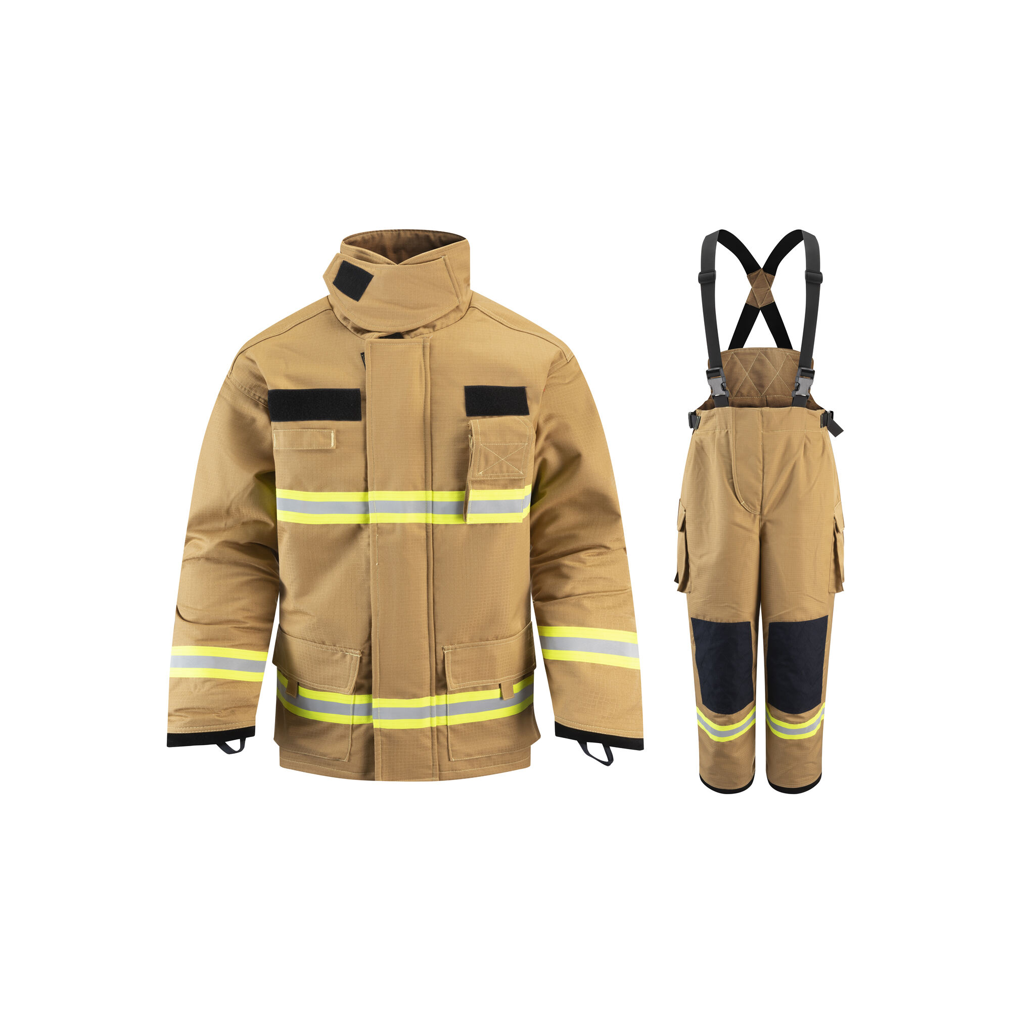 EN469 CERTIFICATED KHAKI Four Layer NOMEXIIIA Fire Fighting Suits(ZFMH-AB-F)