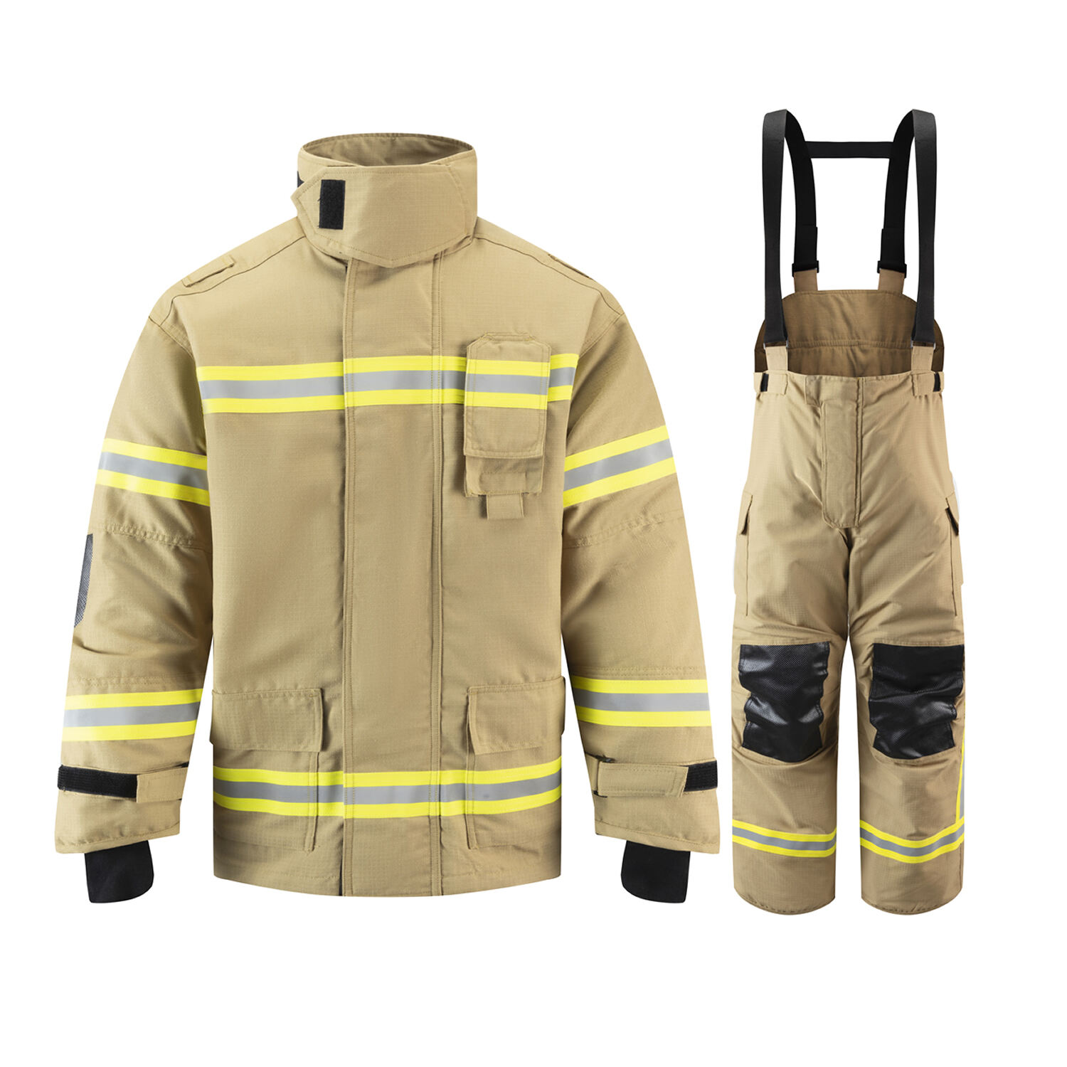 EN469 CERTIFICATED KHAKI Four Layer Fire Fighting Suits with DRD system（ZFMH-AB-DRD（R）