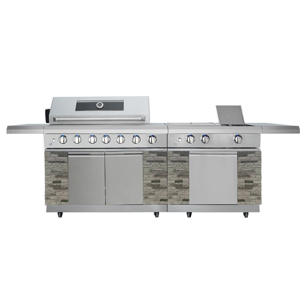 Hyxion Outdoor Cultured Stone 6 Burners Gas Grill