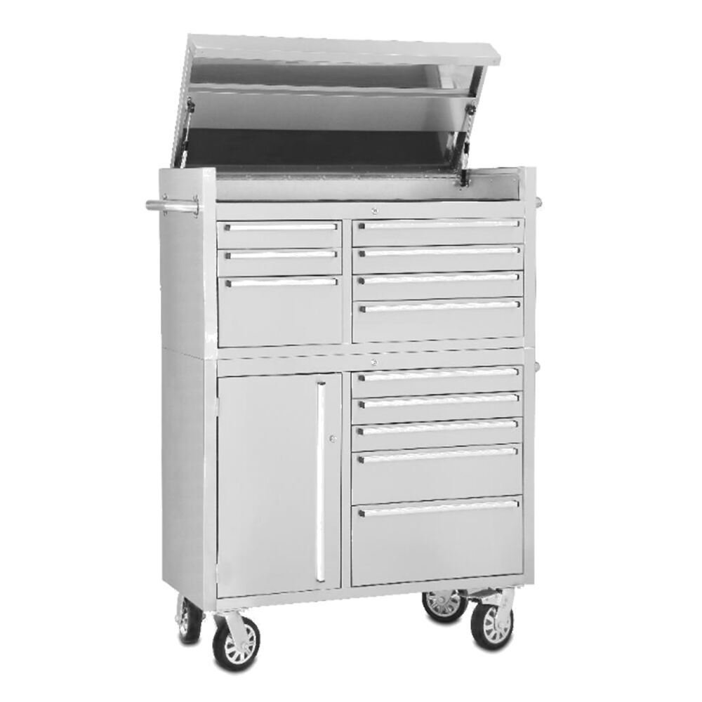 Hyxion 41-inch 14 Drawers Tool Chest with Stainless Steel Finish