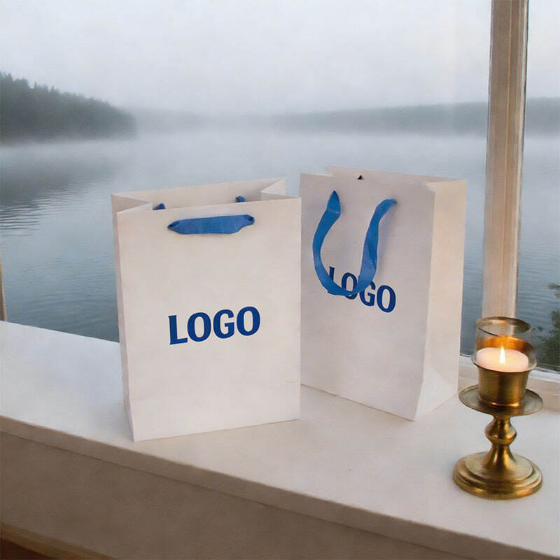 Luukse Aangepaste Lint Handvat Tote Karton Papier Sak Luukse Winkel Aangepaste Geskenk Juwele Papier Sak