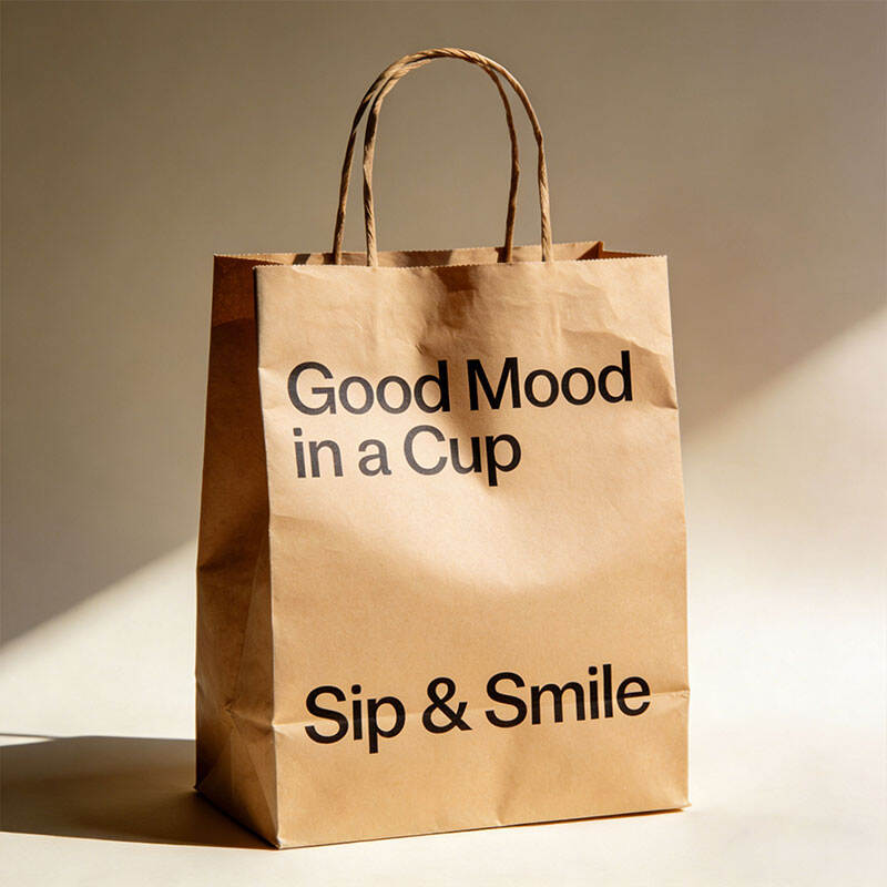 Miljøvennlig brun kraftpapirpose med vridde håndtak Tilpassede høykvalitets takeaway kraftpapirposer