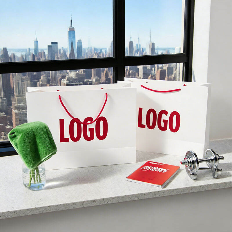 Hoë Kwaliteit Goud Hittestempel Logo Aangepaste Papier Sak met Handvatsel Aangepaste Boutique Kruideniersware Inkopiesakke