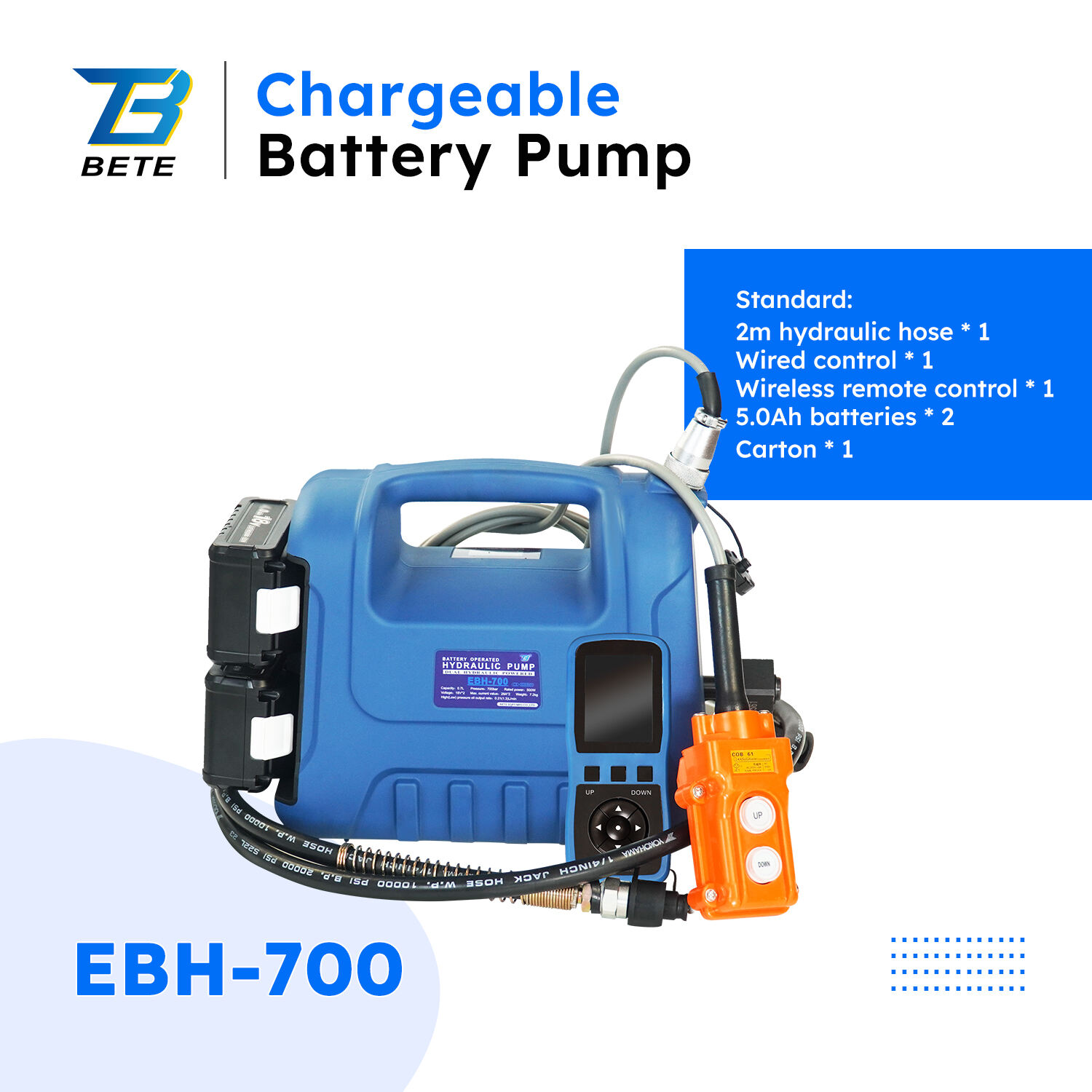 EBH-700 자동 리셋 700바르 배터리 작동형 하이드라울릭 펌프